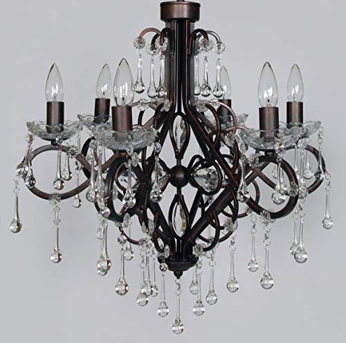 Afd Home 10729751 Sorleona Chandeliers, Black/Clear/Bronze Highlights
