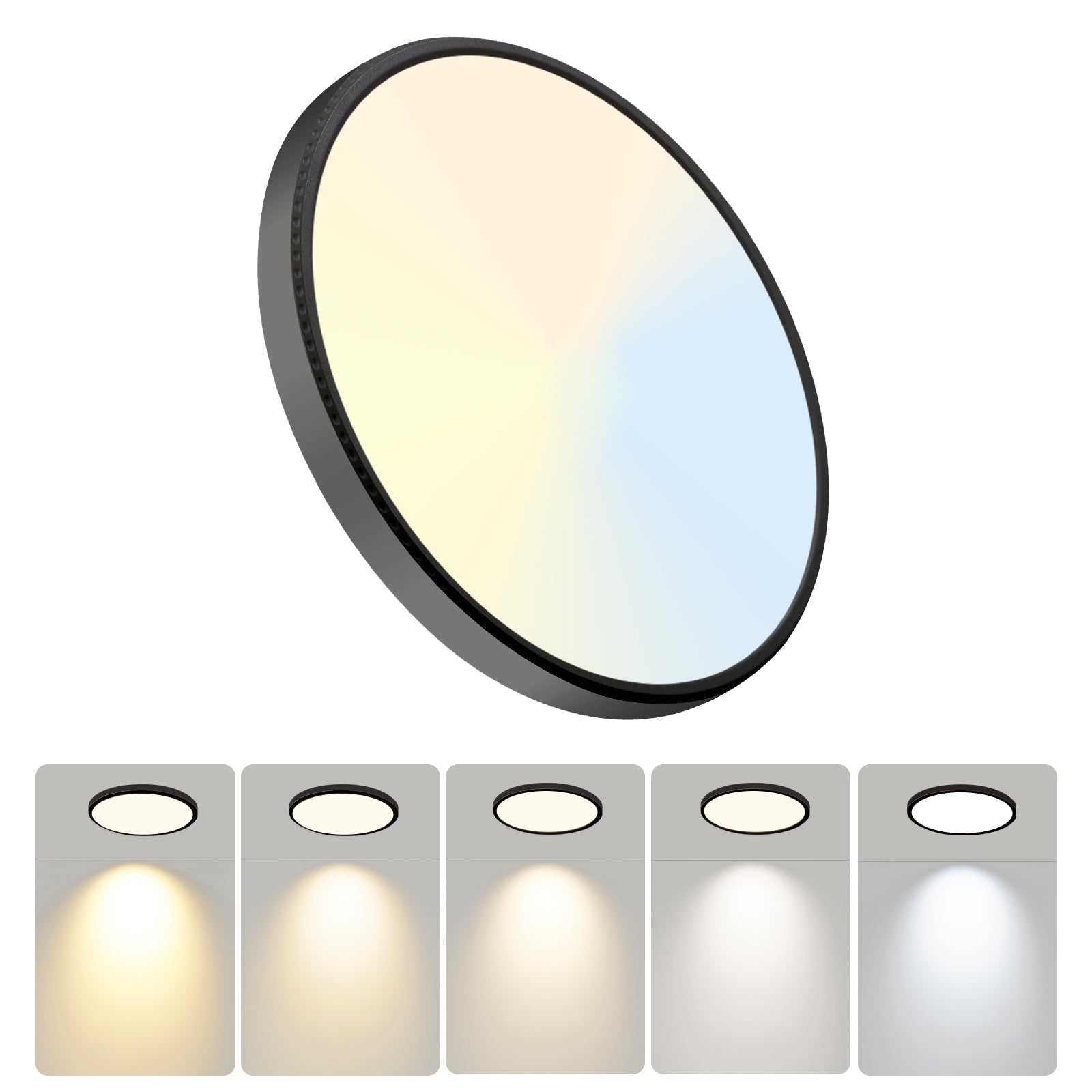 WKONCLDY 7.5Inch LED Ceiling Lights, 5 Colors Selectable (3000K/3500K/4500K/5000K/6000K) Flush Mount Ceiling Lights, Ultra Thin LED Ceiling Lights Fixtures 0.87Inch for Living Room