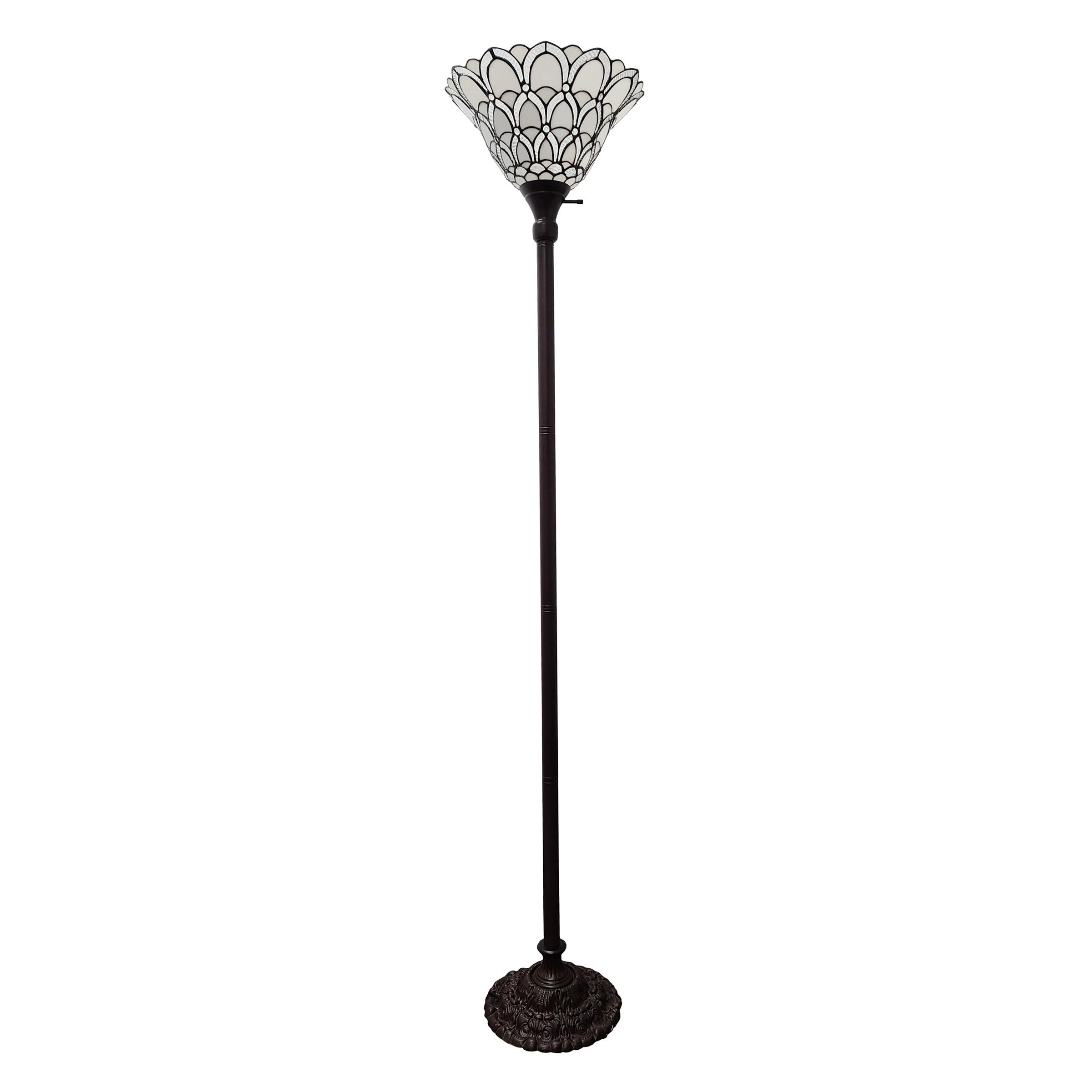 Amora Tiffany Floor Lamp Torchiere - Traditional Style Peacock Design 69    Stained Glass Lamp, Custom Handcrafted Pole Lamp Wit