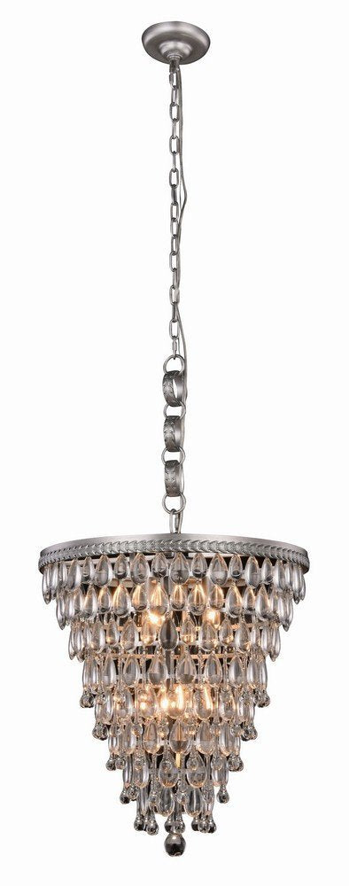 Elegant Lighting 1219D18AS/RC Nordic Collection Pendant Lamp D18&quot; H20&quot; 5-Light, Clear