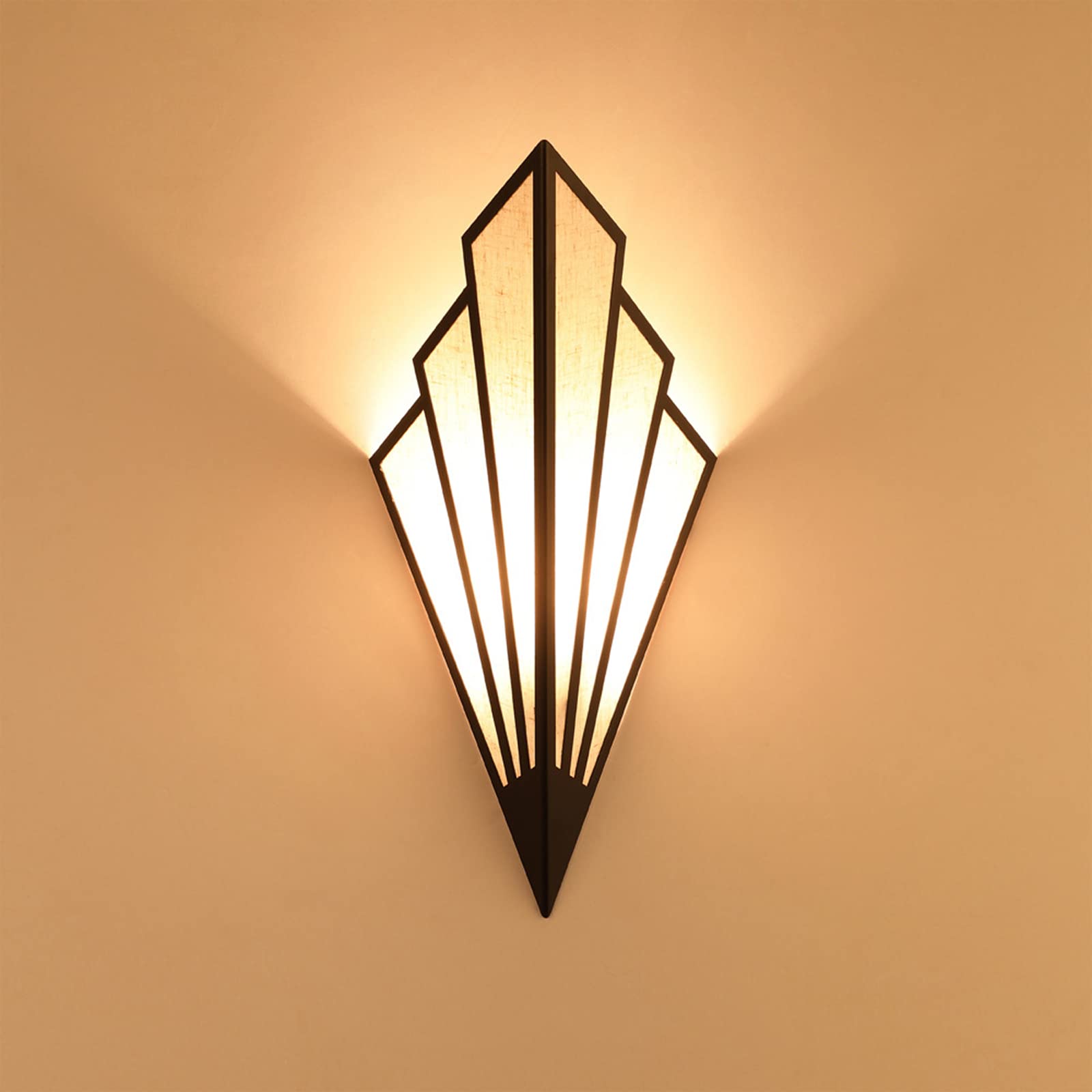 YFMYY Modern Wall Light Sconces, Black Art Deco Fixture, E12 Socket, Pack of 2