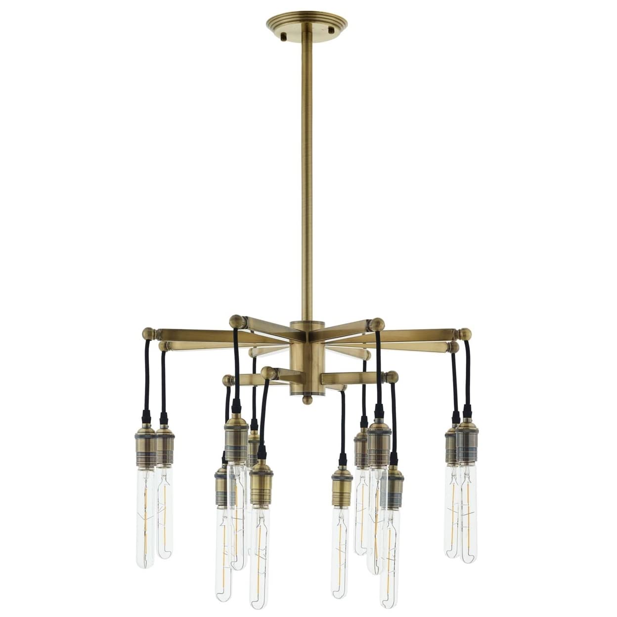 Modway EEI-3274 Resolve Antique Brass Ceiling Light Pendant Chandelier in, Yellow