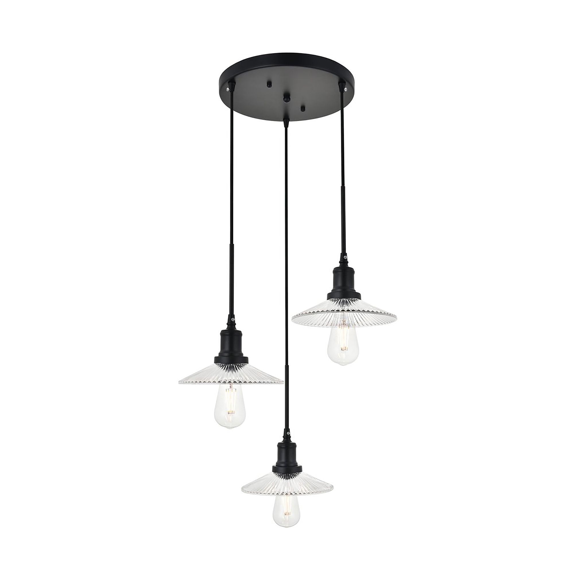 Living District Indoor Modern Home Decorative Bright Ceiling Waltz 3 Light Black Pendant