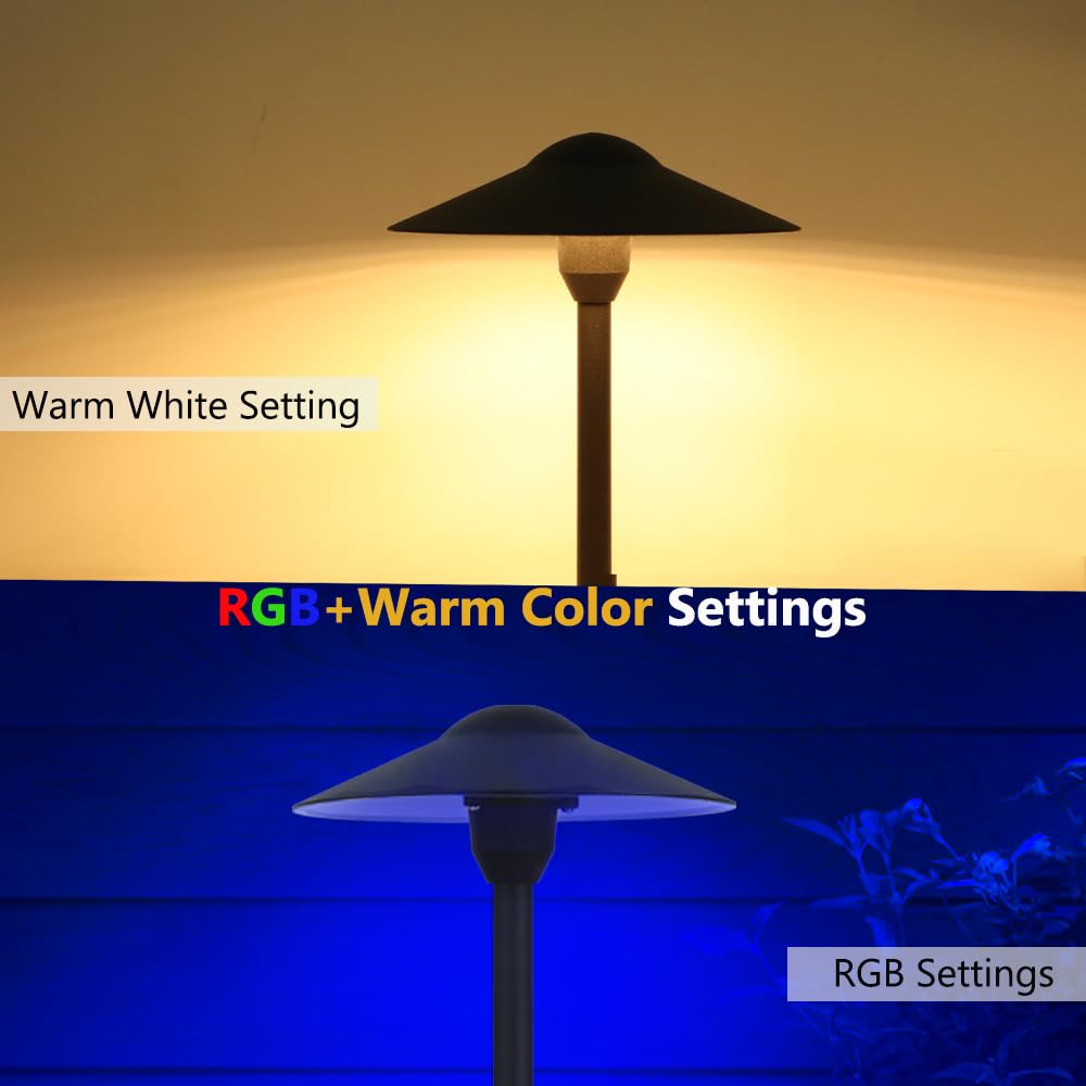 Cheopha RGB T5 T10 LED Bulbs with Remote Control, 4-Pack Warm White + Multi Colors, 12V for Halloween & Landscape Lighting