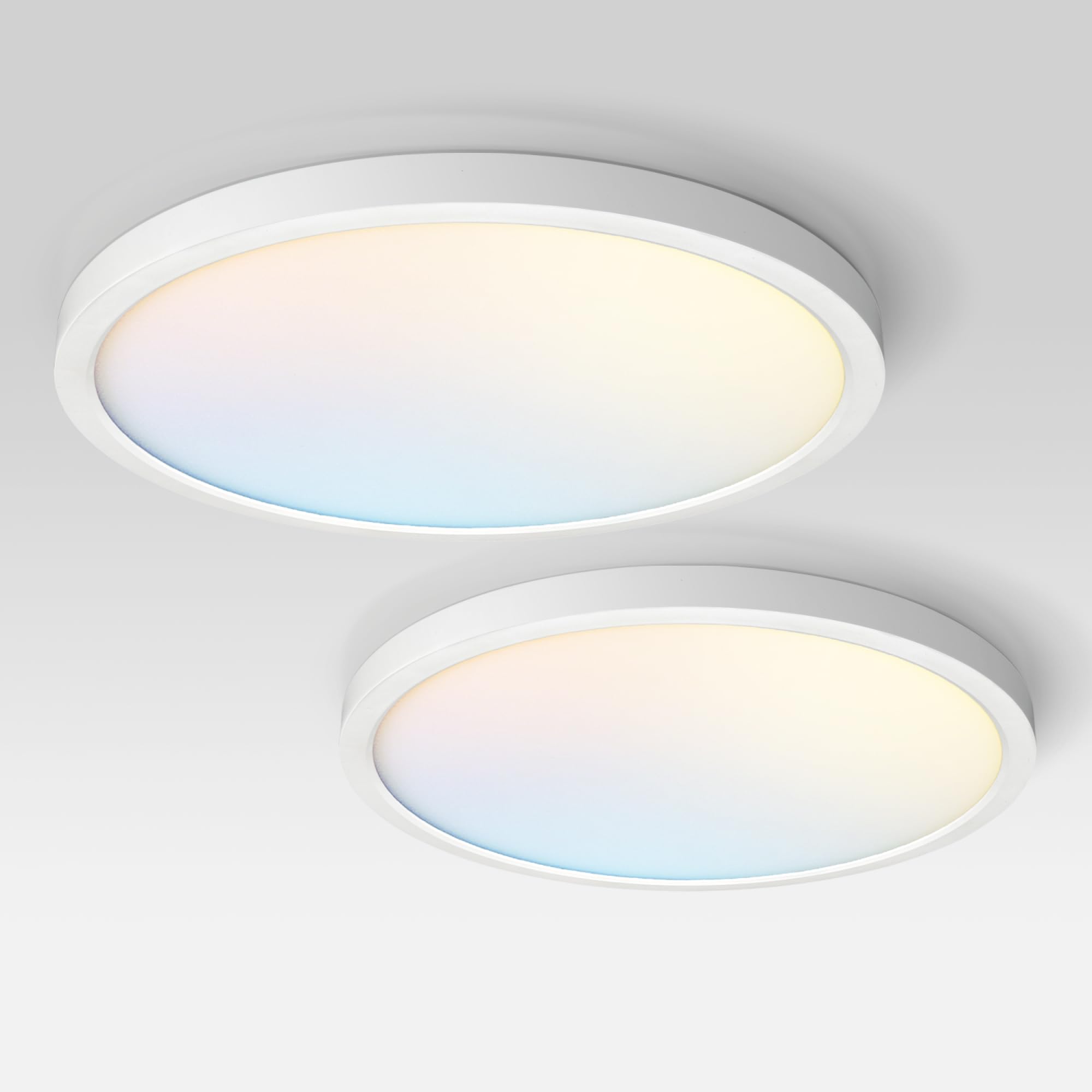 ASD LED Flush Mount Ceiling Light Fixture, 38W 2700LM, Dimmable, 24in Round, White, 2 Pack, Model A-MPR-24D38WH