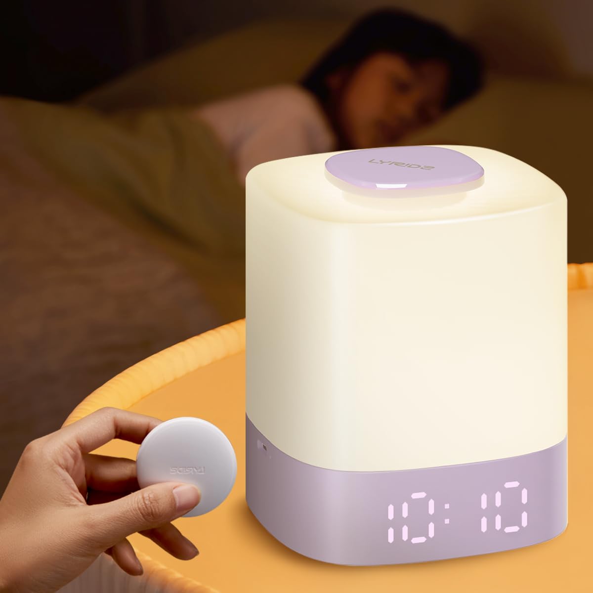 Lyridz Nursery Night Light for Kids, Portable Breastfeeding Night Lamp for Baby with Digital LED Clock, Remote Control, Recharge