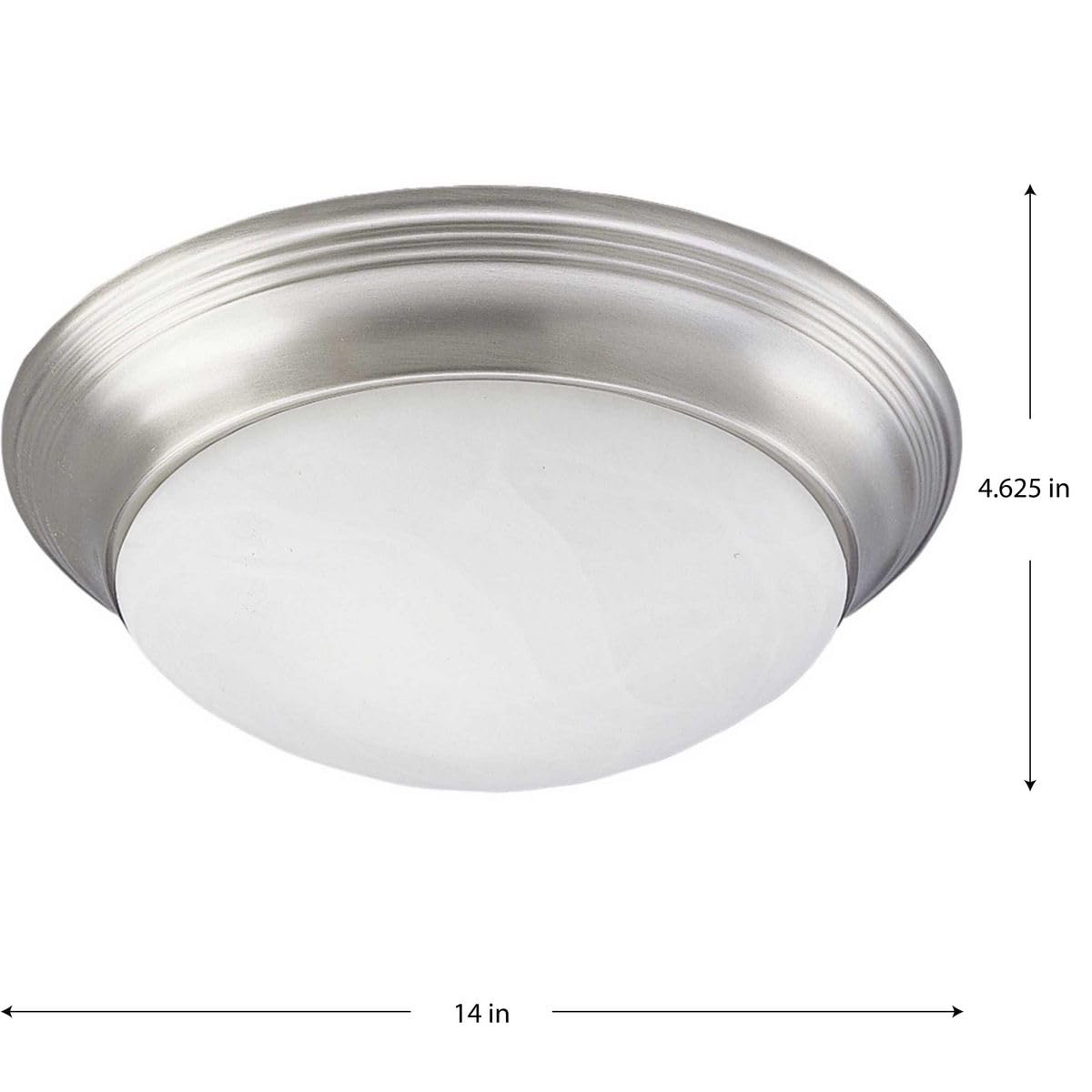 Progress Lighting 2-Light Close-to-Ceiling Fixture, Alabaster Glass, 14-Inch, Brushed Nickel, Model P3689-09
