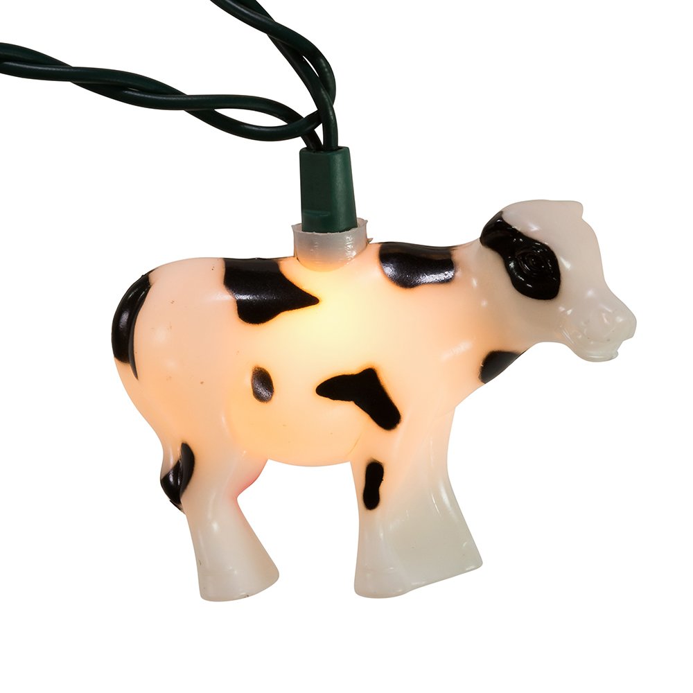 Kurt Adler 10-Light Cow Indoor/Outdoor Light Set
