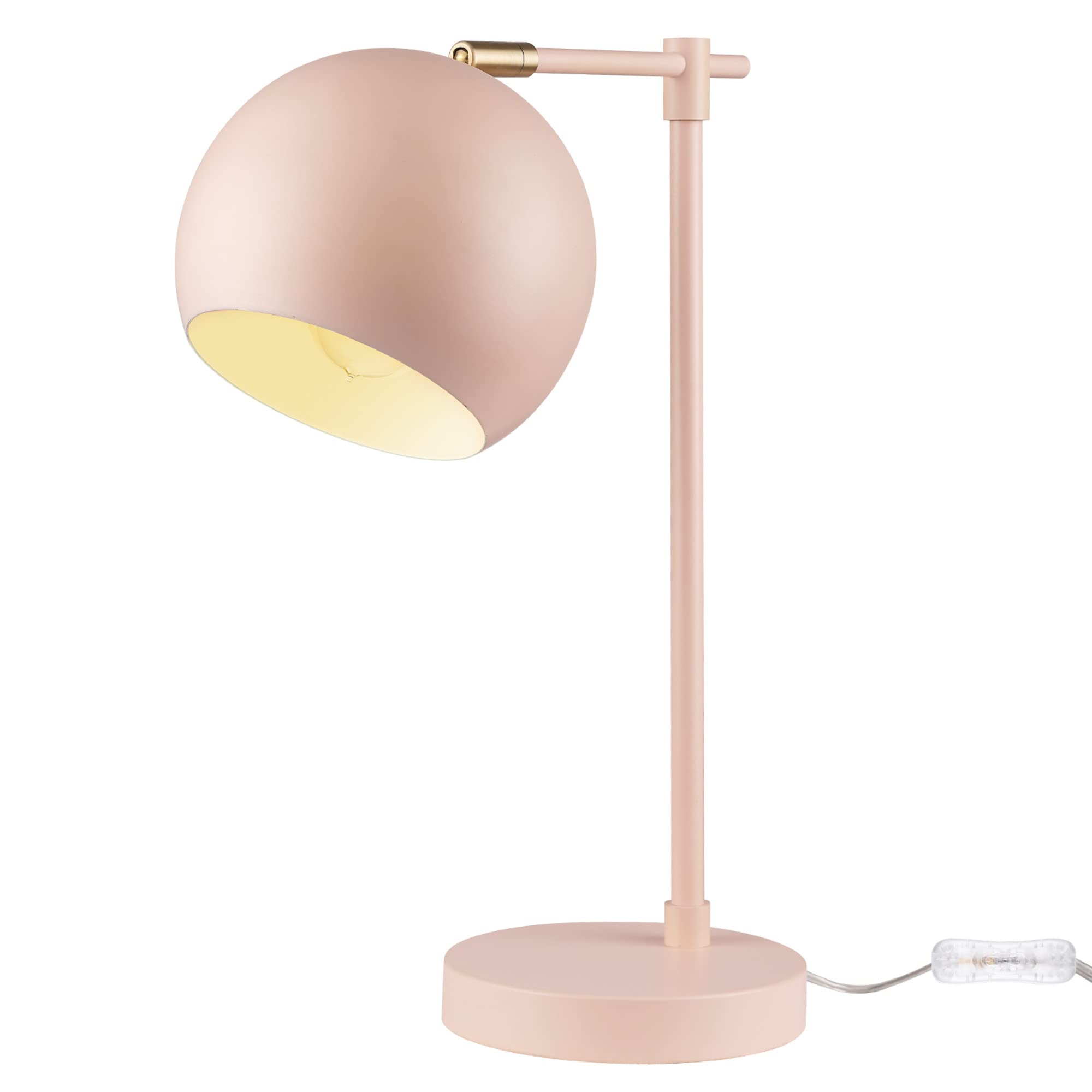Globe Electric 52285 Hannah 18'' Desk Lamp, Matte Pink, Brass Pivot Joint, in-Line On/Off Rotary Switch