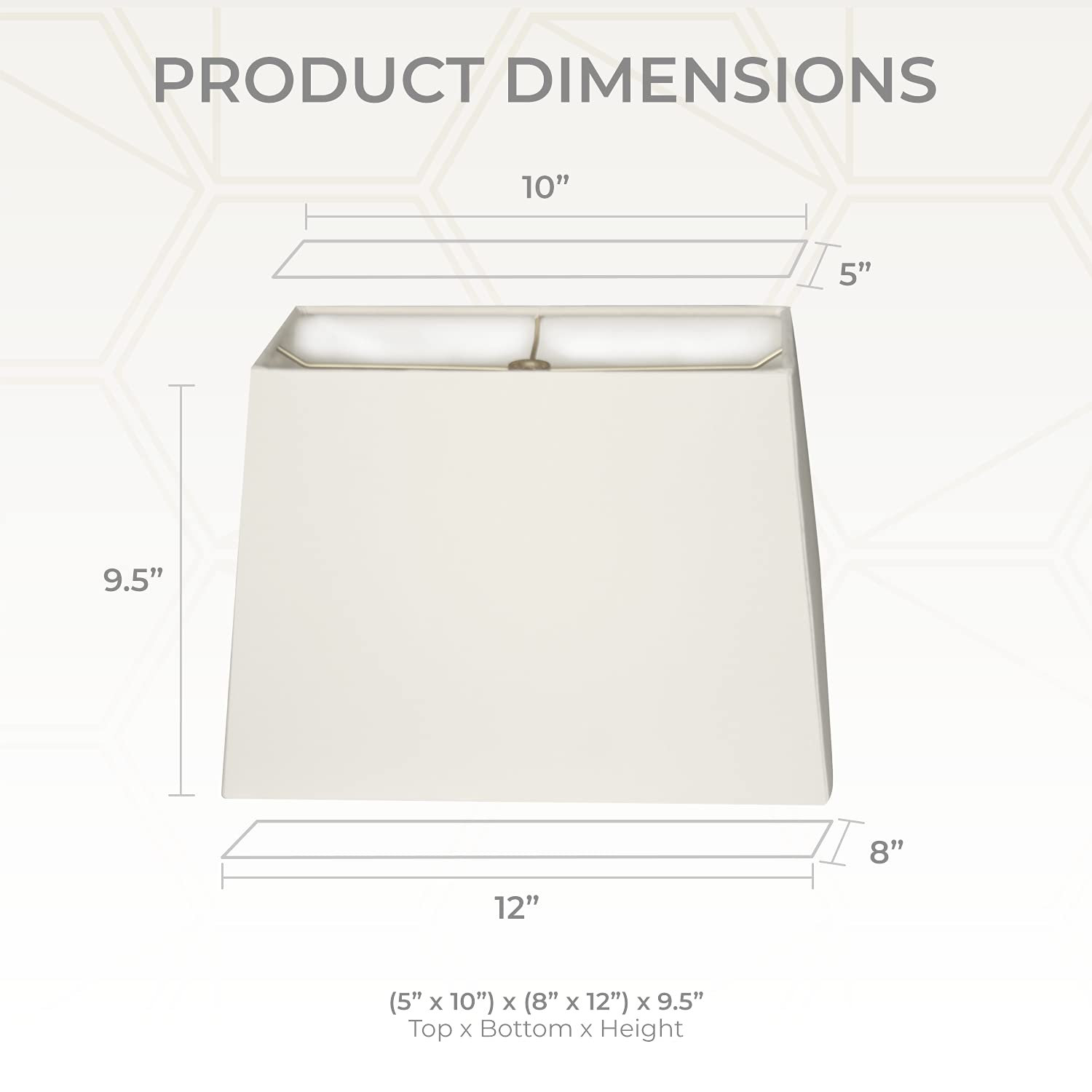 Royal Designs, Inc. Rectangle Hardback Lamp Shade, Hb-613-12Wh, White, (5 X 10) X (8 X 12) X 9.5