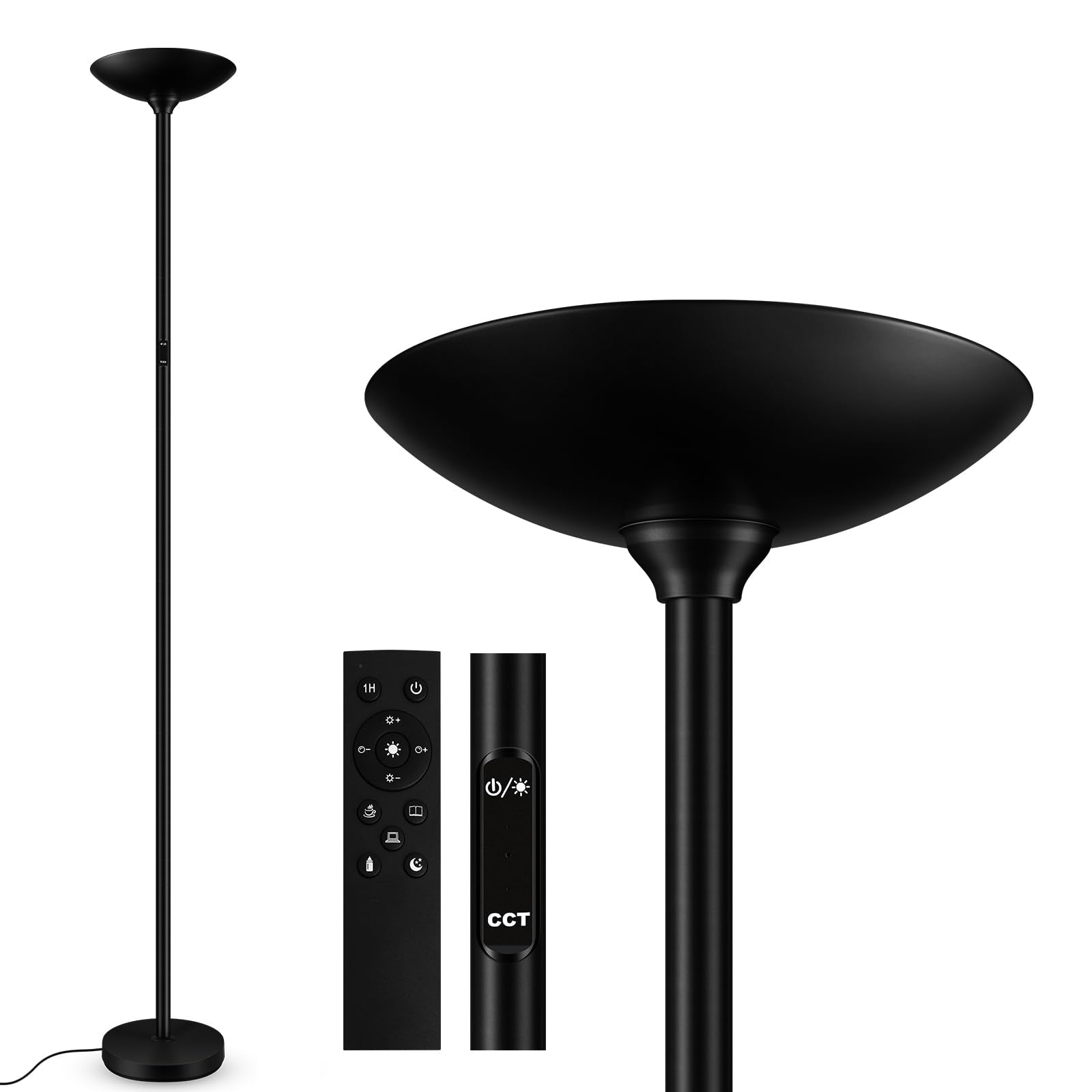 BoostArea Dimmable Floor Lamp,30W 3000LM Super Bright LED Torchiere Standing Lamp with Remote & Touch Control,71 in Tall Pole Sk