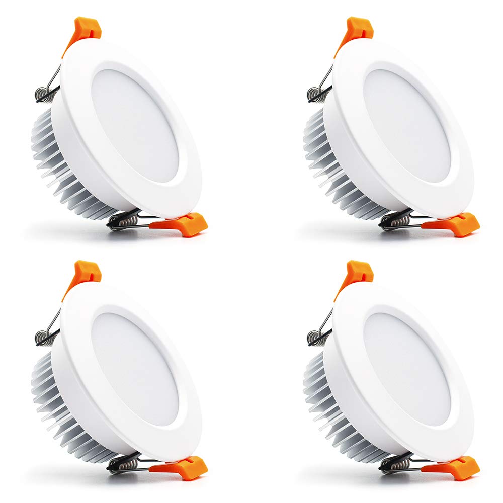 LEDLightsWorld 3 Inch Dimmable LED Recessed Lighting, 7W Downlight, 3000K Warm White, Aluminum, 4 Pack