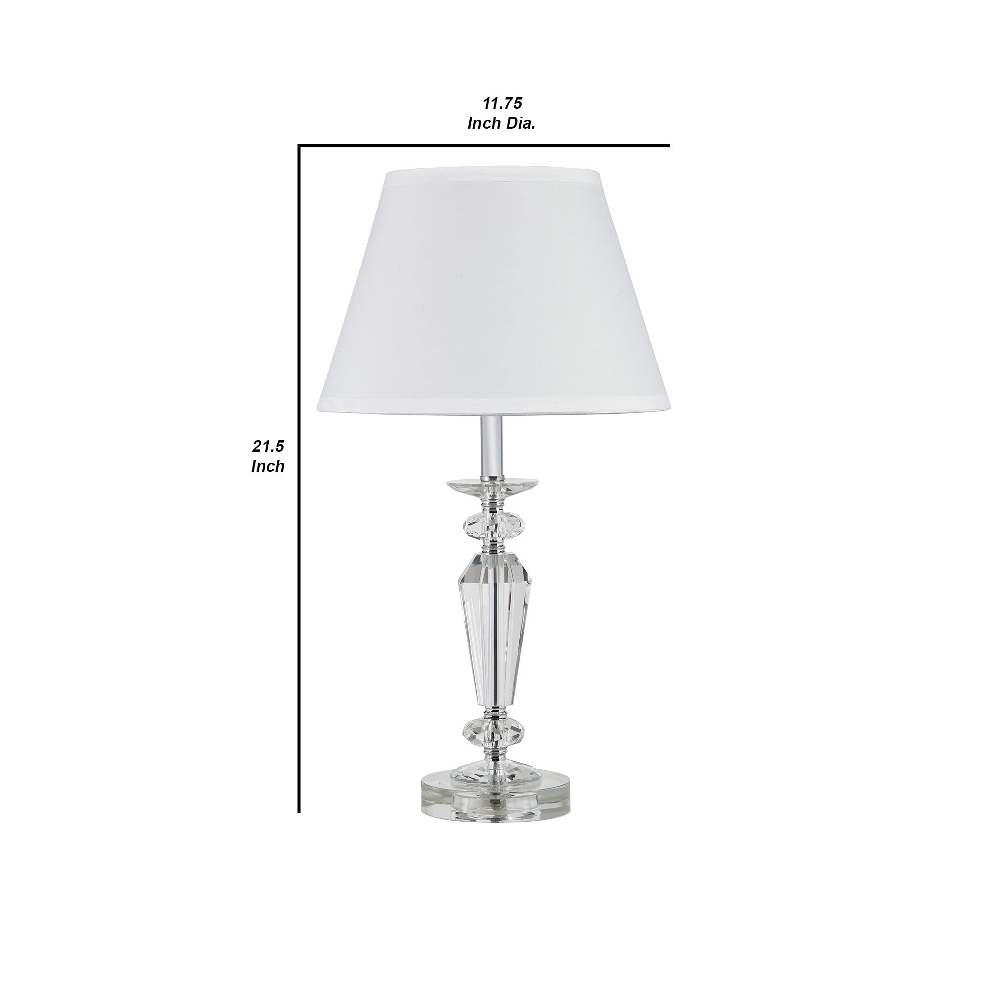 Benjara Turned Tubular Crystal Body Table Lamp, Clear