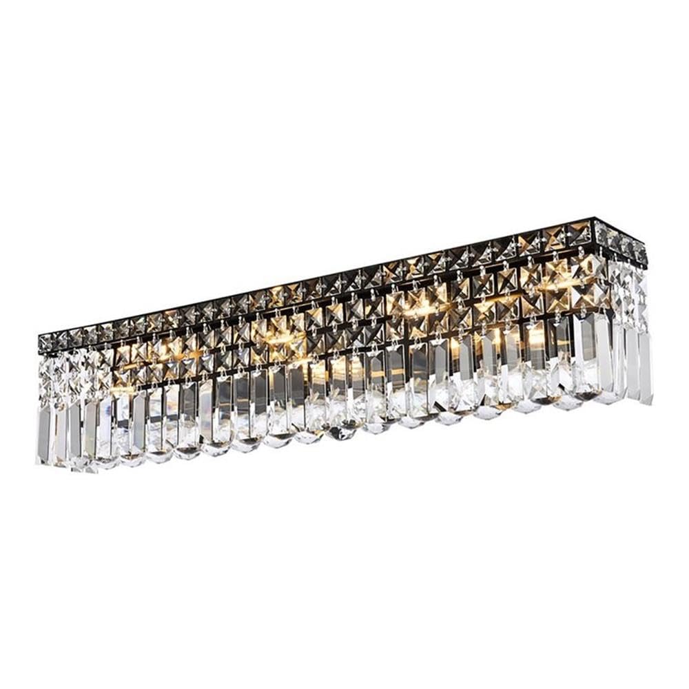 Elegant Lighting Maxime 30" Metal And Crystal Wall Sconce In Black