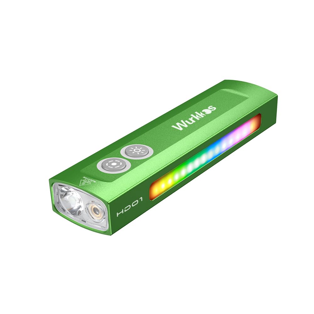 Wurkkos HD01 Flat EDC Flashlight with RGB Light and Green Light, 1200 Lumens Rechargeable EDC Flashlight, Triple Light Sources P