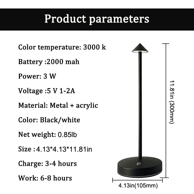 2 Pack Cordless Lamps,Battery Rechargeable Table Lamp,Portable Lamps,2 Level Brightness Dimmable Night Light,Minimalist Design,