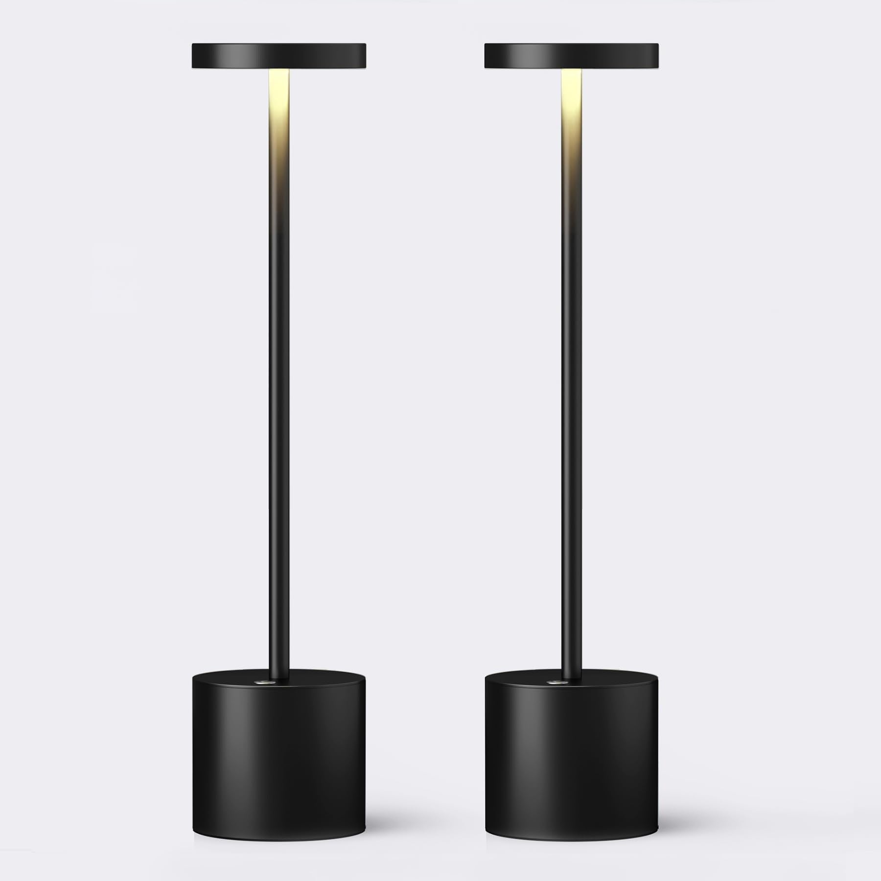 JALVDE Cordless LED Desk Lamp, 6000 mAh, 13.5 inches, 3-Level Dimmable Brightness, Black, Pack of 2, Model JL-S