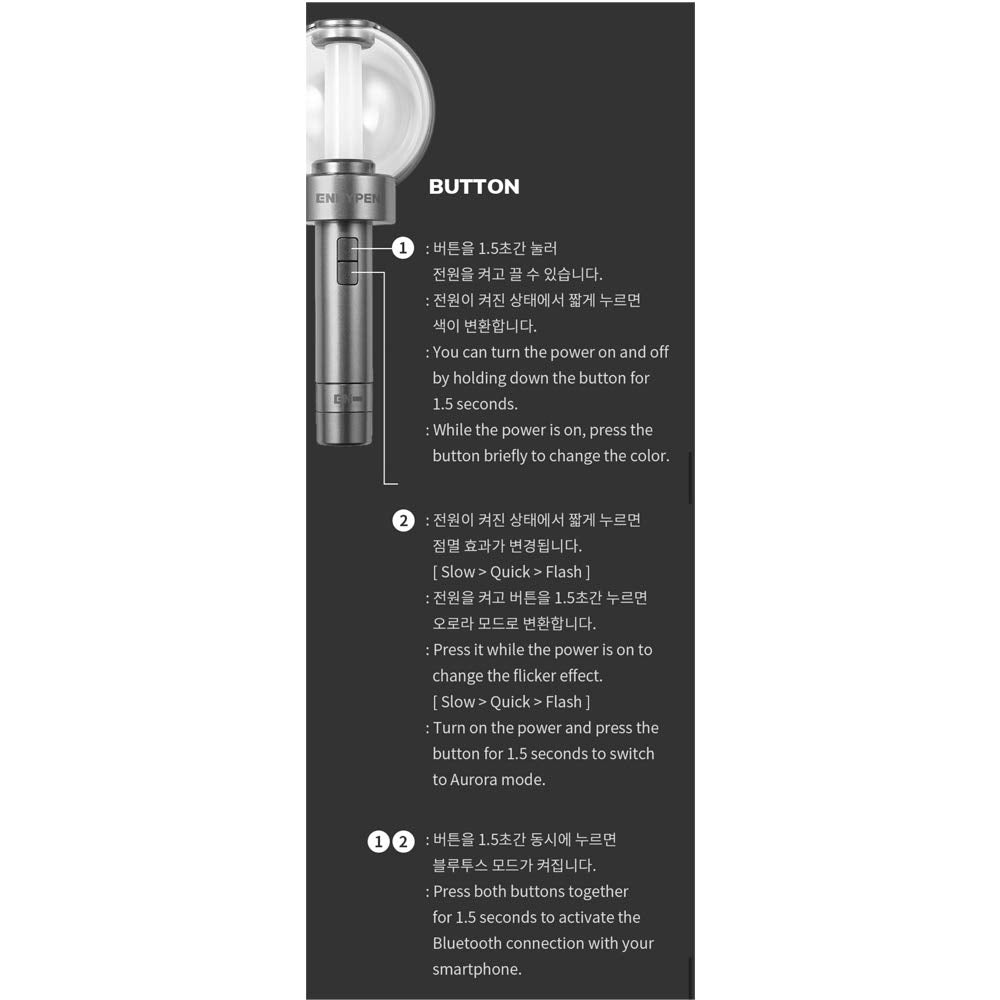 sailupxinyuan ENHYPEN Light Stick S-875 - Black, White, Silver