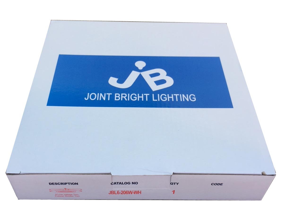 Joint Bright Lighting 6 Inches Fresnel Lens Shower Trim for Recessed Light, Metal, White, Model JBL6-206-WH-WH