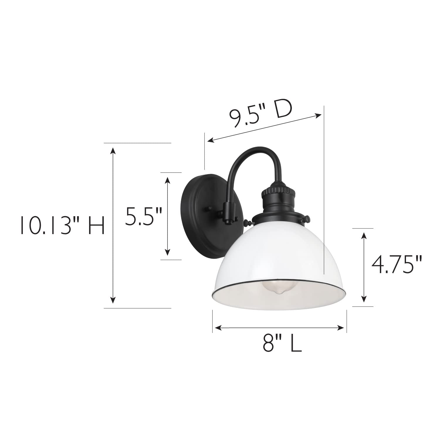 Design House 588293 Savannah Farmhouse 1-Light Wall Light, Alloy Steel, Matte Black/White, Indoor Dimmable for Hallway, Foyer, Kitchen