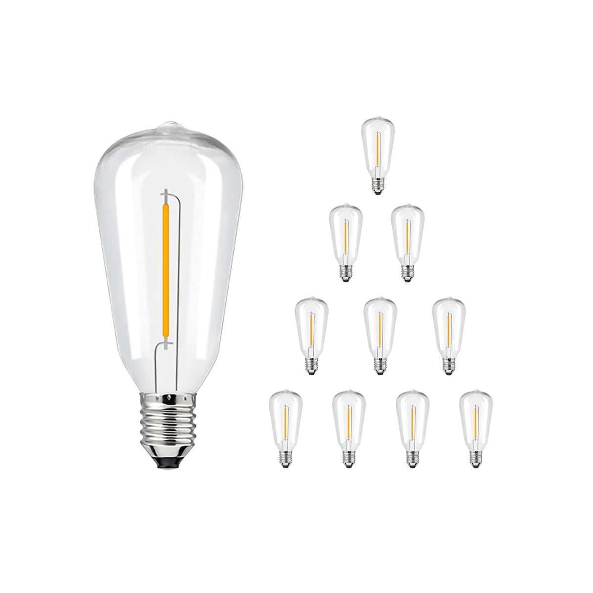 Chyparty 10 Pack St38 Edison Replacement Bulbs, Warm White Led Clear Bulbs, E12 Base, Energy-Efficient, Waterproof, Shatterproof