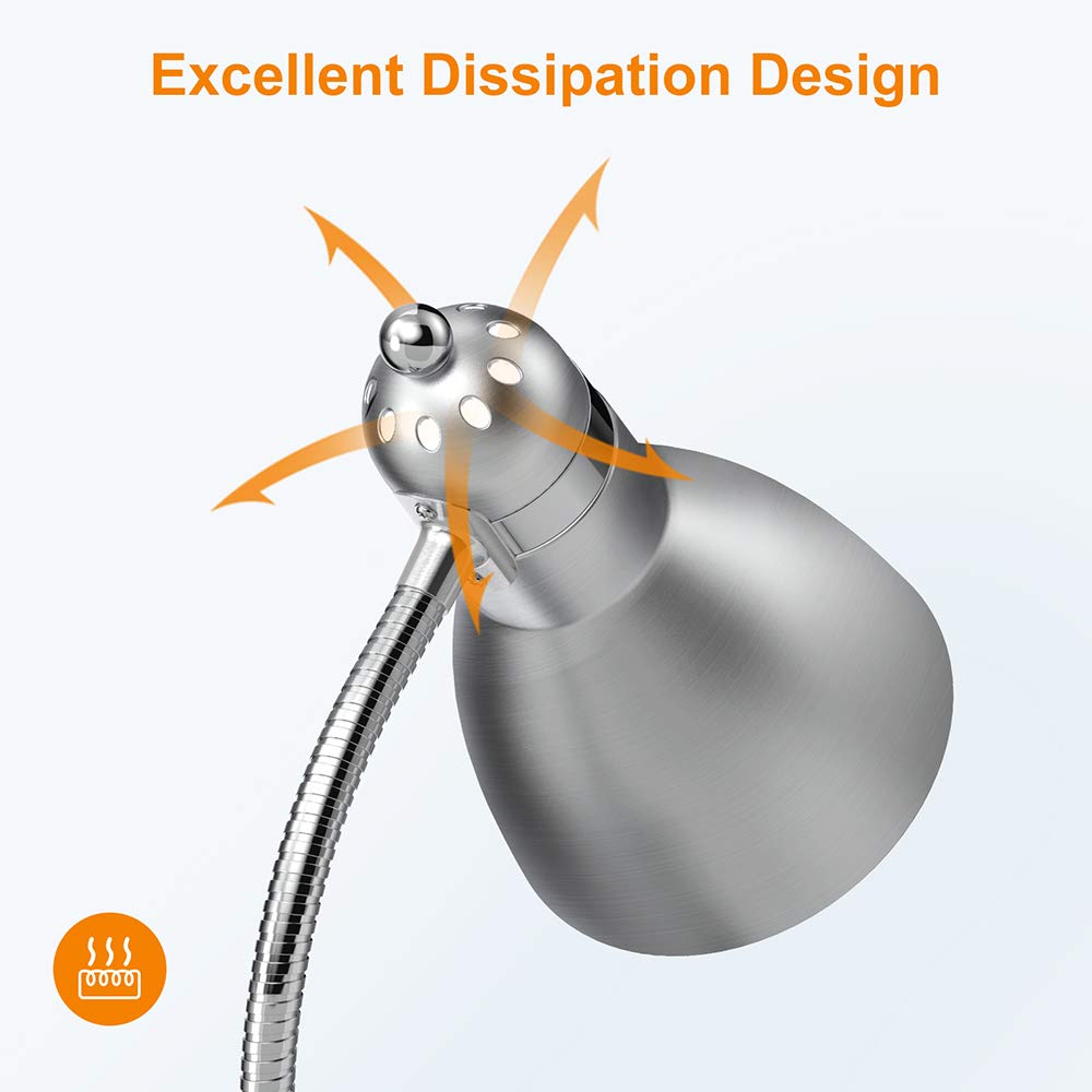 LEPOWER Metal Floor Lamp - Adjustable Gooseneck, Heavy Base, Silver - Model UF2012 for Office, Bedroom, Living Room Reading
