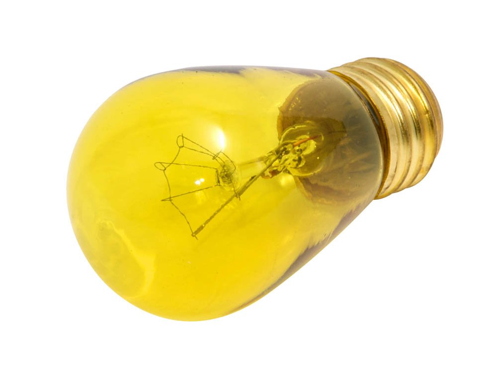 Bulbrite S14 Transparent Yellow Sign Bulb, E26 Base, 11W, 130V, Glass