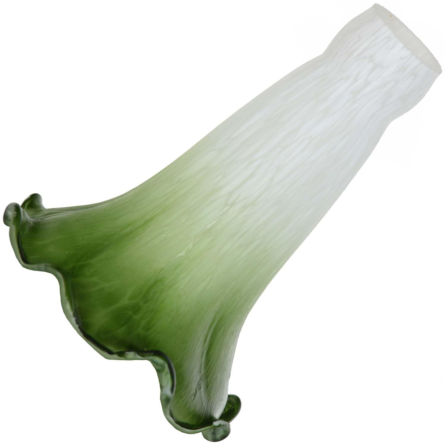 Bieye LS05S Lily Flower Blown Glass Lampshade (White Green, Opening I.D. 0.87'' x O.D. 1'')