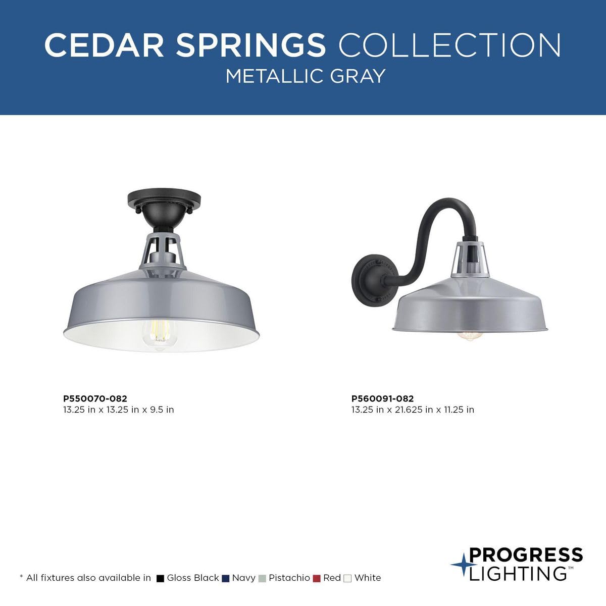 Progress Lighting 1-Light Outdoor Semi-Flush Mount Light Aluminum Gray 9.50x13.25x13.25 Model P550070-082