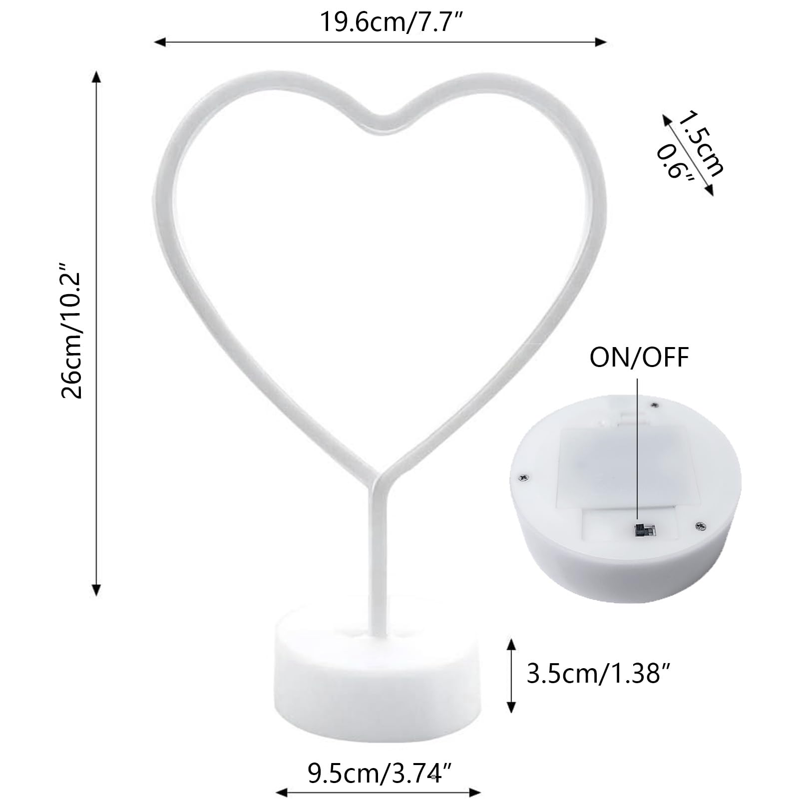 Warm White Heart Neon Sign,Mother'S Day Led Neon Light Battery Operated Or Usb Powered Valentines Lights, Table Lamp For Galenti