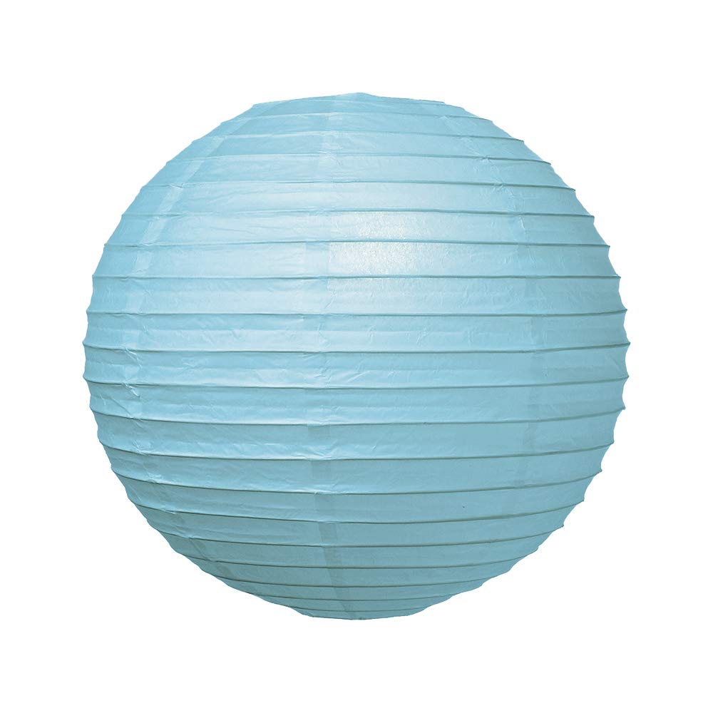 Luna Bazaar Premium Paper Lantern Lamp Shade (16-Inch, Parallel Ribbed, Ice Blue) - Chinese/Japanese Hanging Decoration - For Pa