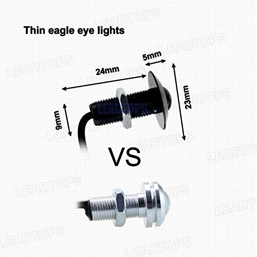 LEADTOPS Eagle Eye LED Lights, 10-pack, 12V Ultra Thin, Aluminum, Black, Red Color for Car and Motorcycle