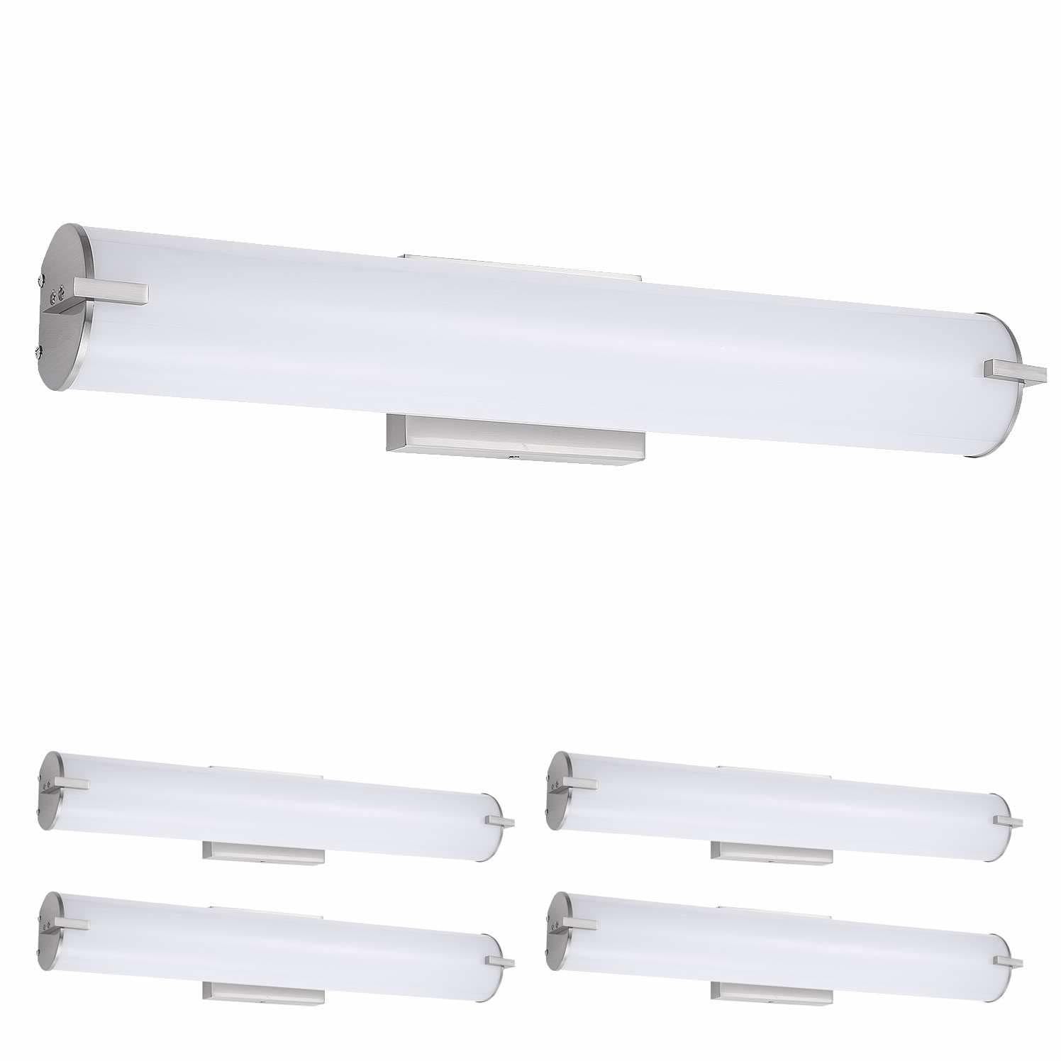 Asd Led 24  Vanity Wall Mount Light Fixture  Linear Bathroom Lighting Bar | 3Cct  Dimmable  Energy Star  Etl Listed | 25W 1950Lm 3000-5000K 120V | Long Tube Bath Sconce Over Mirror | Nickel  4 Pack