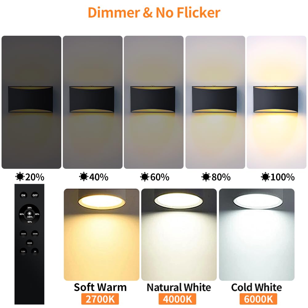 Blueye 2-Pack Battery Operated Wall Sconce, Remote Control, Dimmable, 600 Lumens, Black