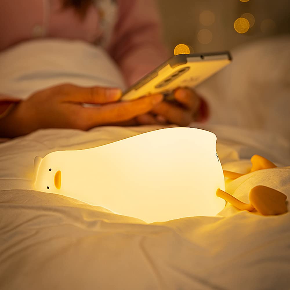 Liqmin Duck Night Light - LED Cute Lamp, Lying Flat, Squishy, Adjustable Dimmable With Timer Function, Rechargeable Bedside Touc