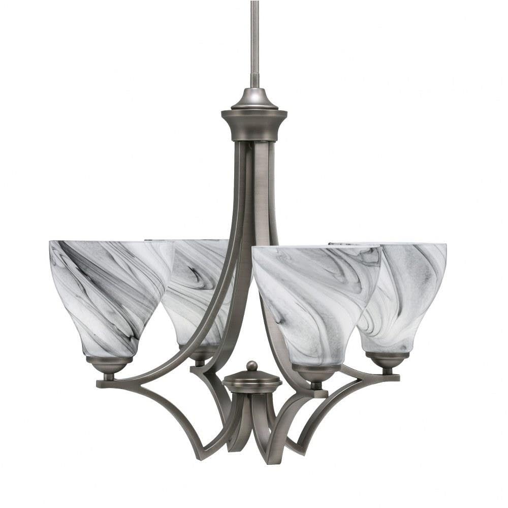 Toltec Lighting 564-GP-4769 Zilo - 4 Light Uplight Chandelier-19.75 Inches Tall and 21.25 Inches Wide, Finish Color: Graphite, Glass Color: Onyx Swirl