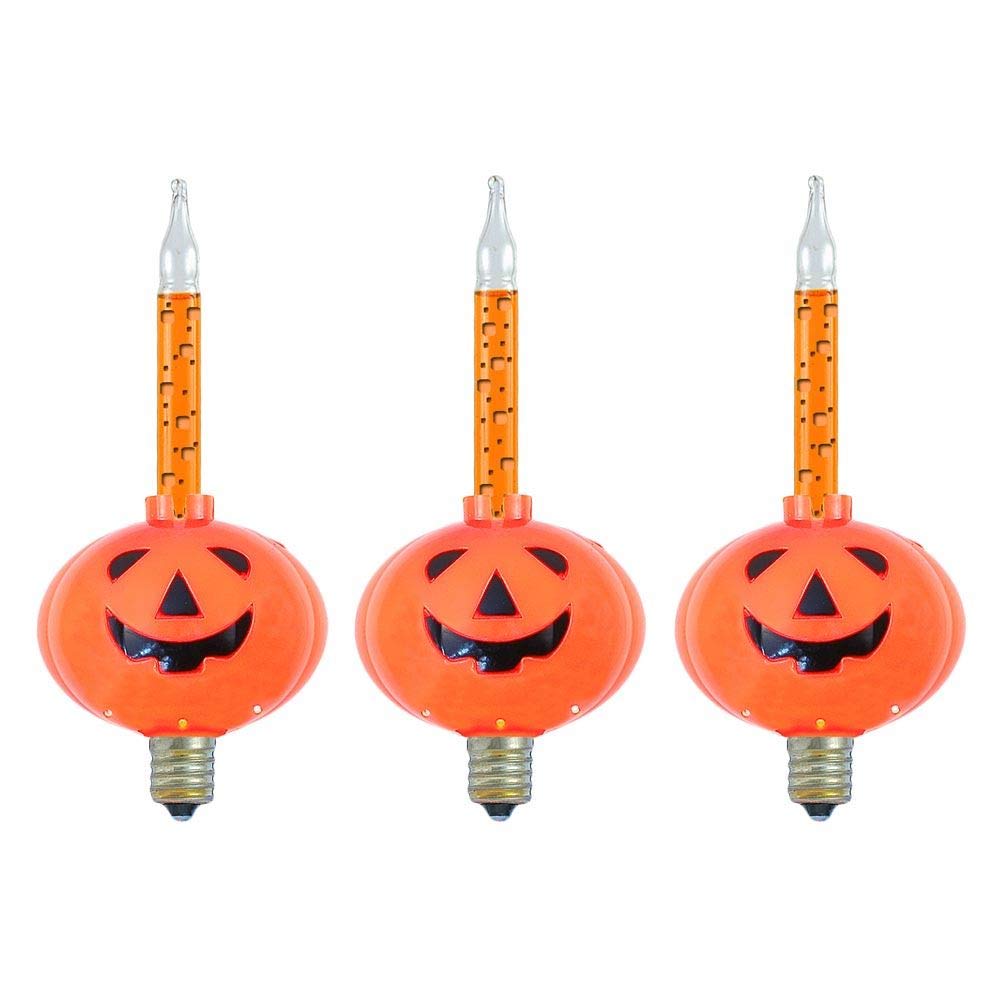 Novelty Lights 3 Light Halloween Pumpkin Bubble Light Replacement Pack, Orange, 3 Count, Filament
