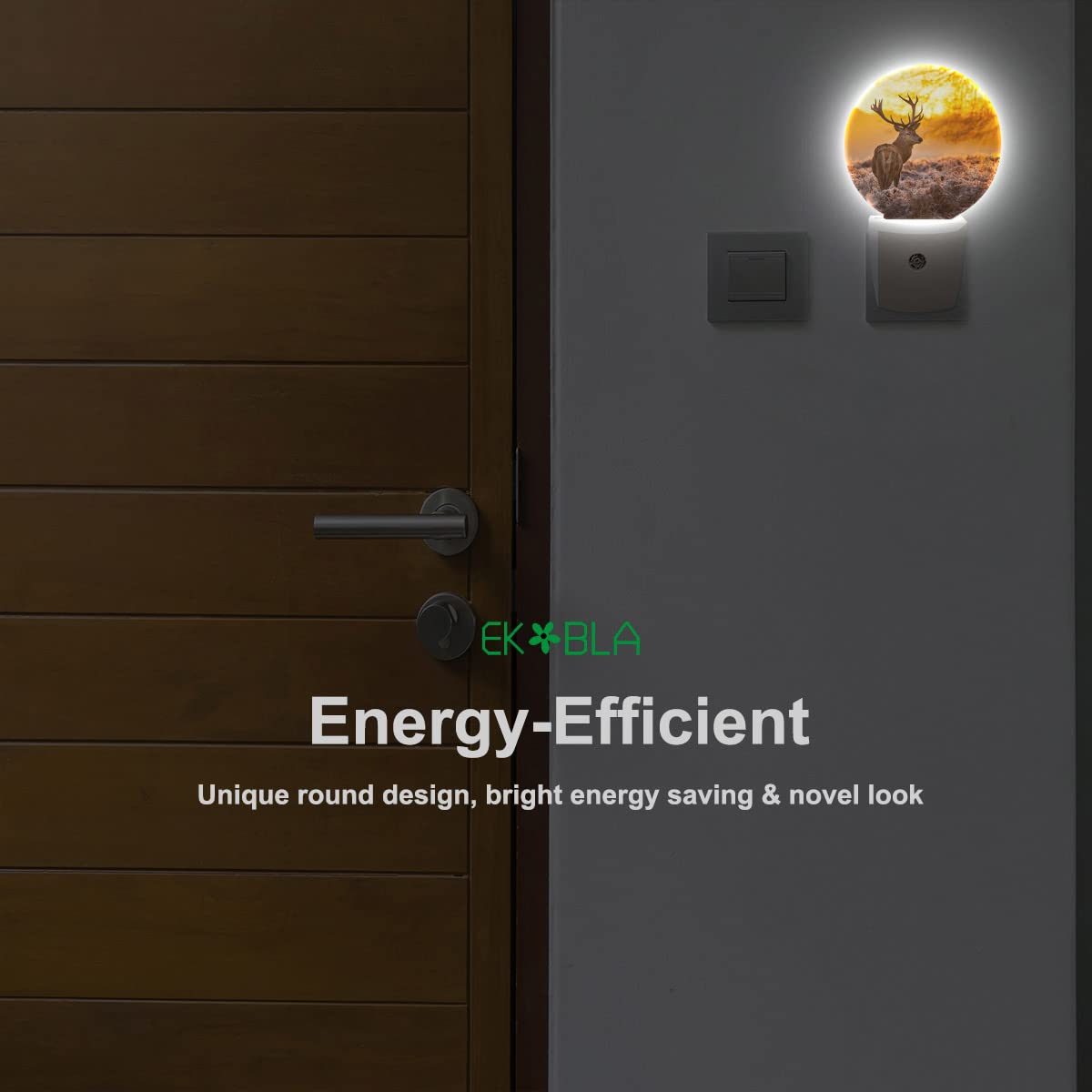 Ekobla Reindeer Night Light Dusk Nature Scenery Elk Animal Deer Night Lights Plug Into Wall Dusk To Dawn Auto On Off Home Decora