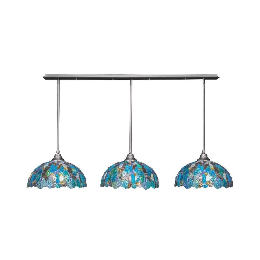 Toltec Lighting 3 Light Linear Pendalier in Brushed Nickel (48-BN-995)
