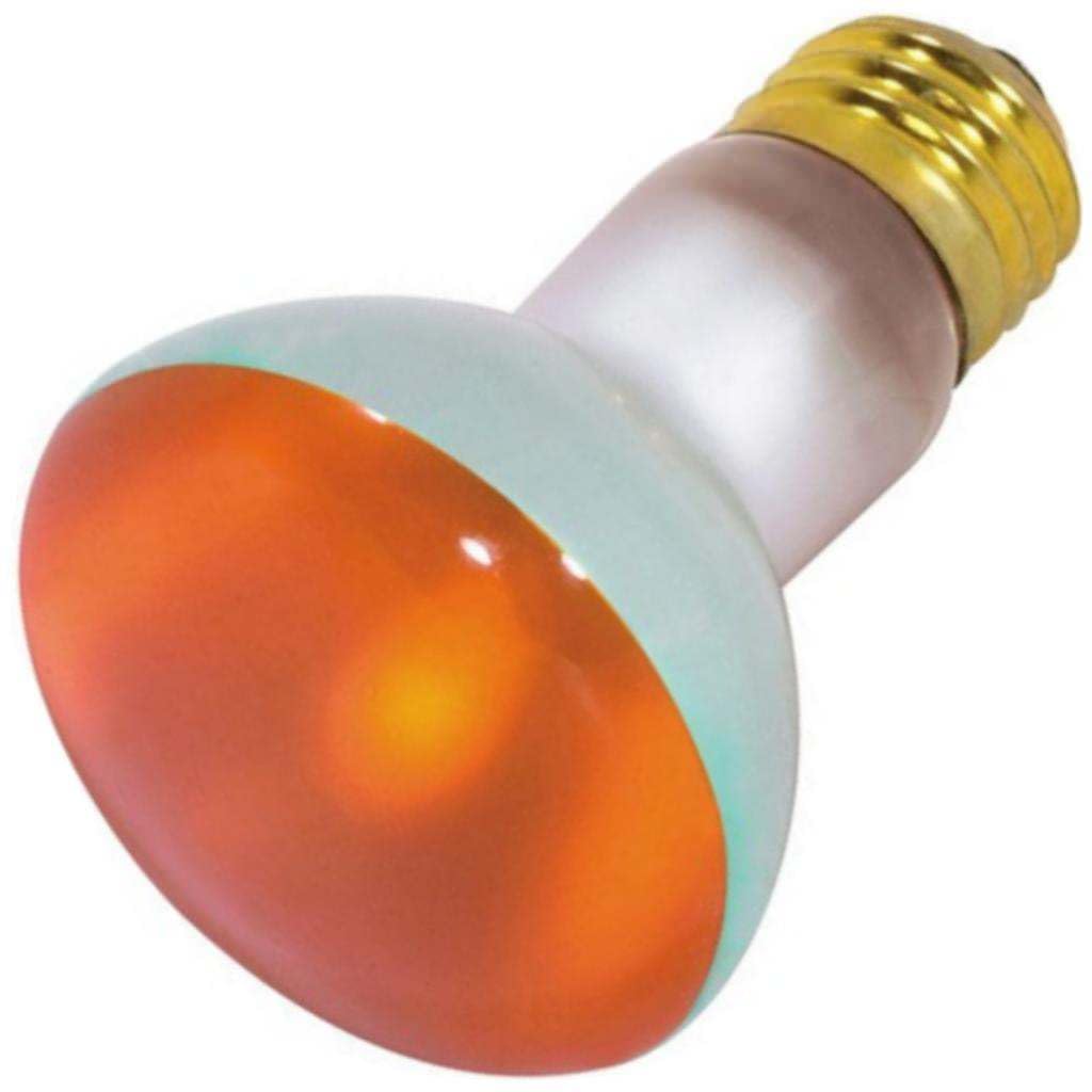 Satco S3203 50 Watt R20 Incandescent 130 Volt Medium Base Light Bulb, Amber