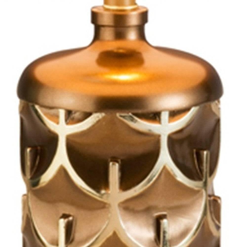 HomeRoots Geo Table Lamp - Brown and Gold Design