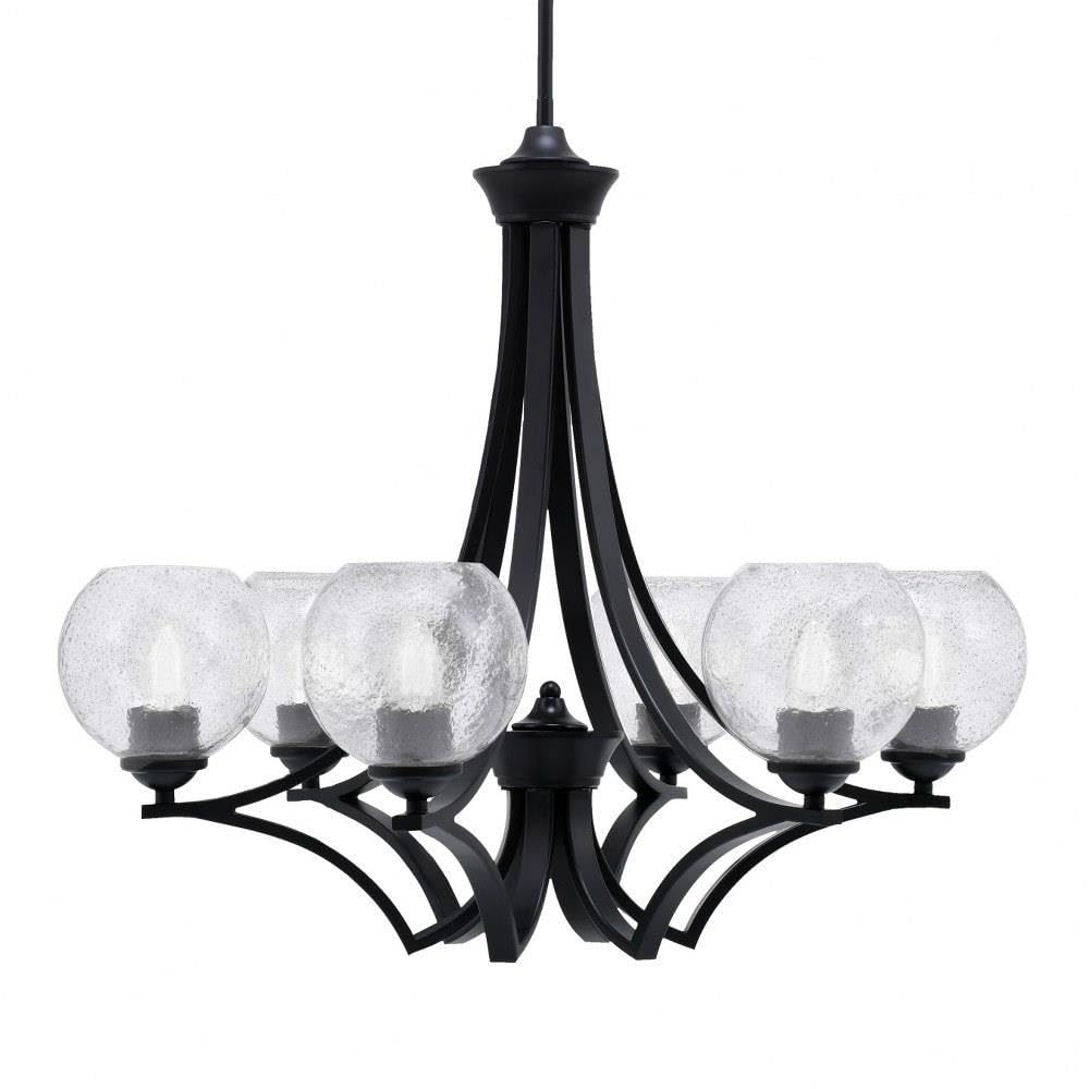 Toltec Lighting 566-MB-4102 Zilo - 6 Light Uplight Chandelier-23 Inches Tall and 26.5 Inches Wide, Finish Color: Matte Black, Glass Color: Smoke Bubble