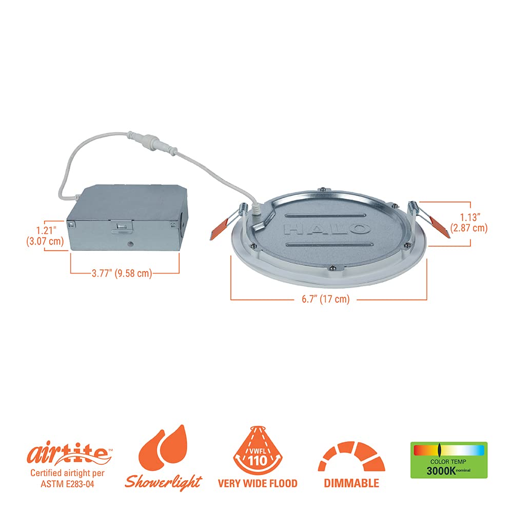 HALO 6 Inch Canless Ultra-Thin LED Wafer Light, 3000K Bright White, 1025 Lumens, Wet Rated, 12 Pack, UL & FCC Certified