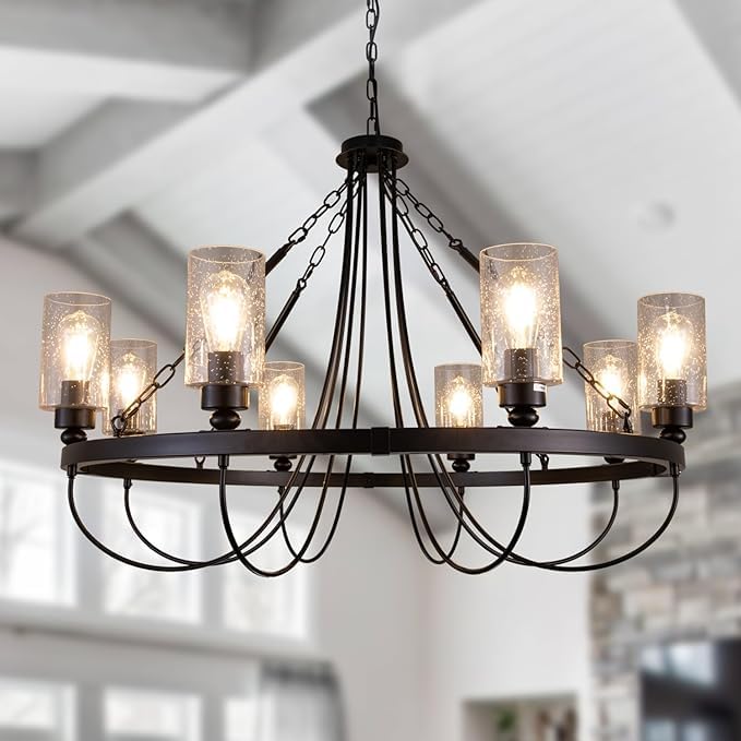 5 Pack Bubble Glass Lamp Shade,Glass Shade Covers Replacements For Light Fixtures,Cylinder Globe Glass Shades Covers For Pendant Lights Chandeliers Wall Sconces Bath Vanity Lights