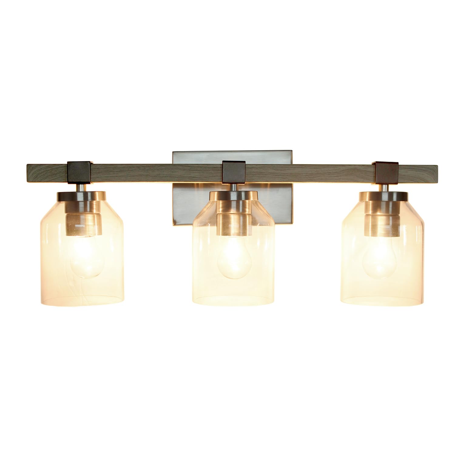 All The Rages Barnlit 3-Light Metal & Glass Vanity Fixture In Brushed Nickel