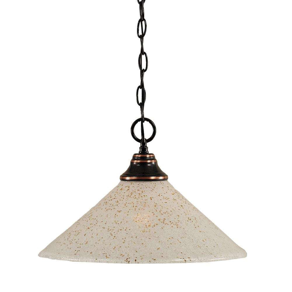Toltec Lighting 10-Bc-714 Chain Hung Pendant With 16&quot; Gold Ice Glass, Black Copper Finish