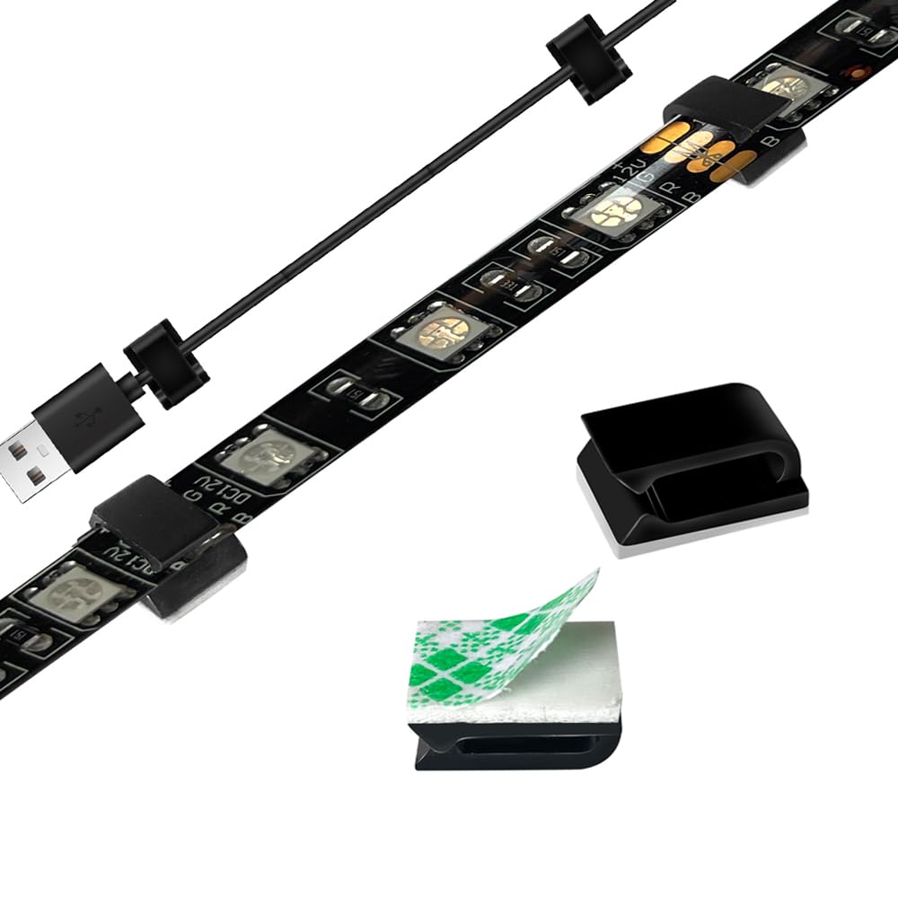 GooChan Strip Light Mounting Clips Self-Adhesive Strip Brackets Holder,100-Pack Clamps Fix Light Strip 8mm 10mm 12mm (for 10mm (