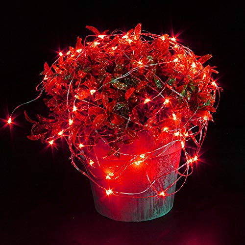 YKB Red LED Fairy String Lights, 6 Pack, 20 Mini LEDs, 3.3FT Copper Wire, Battery Powered for Holiday Decorations