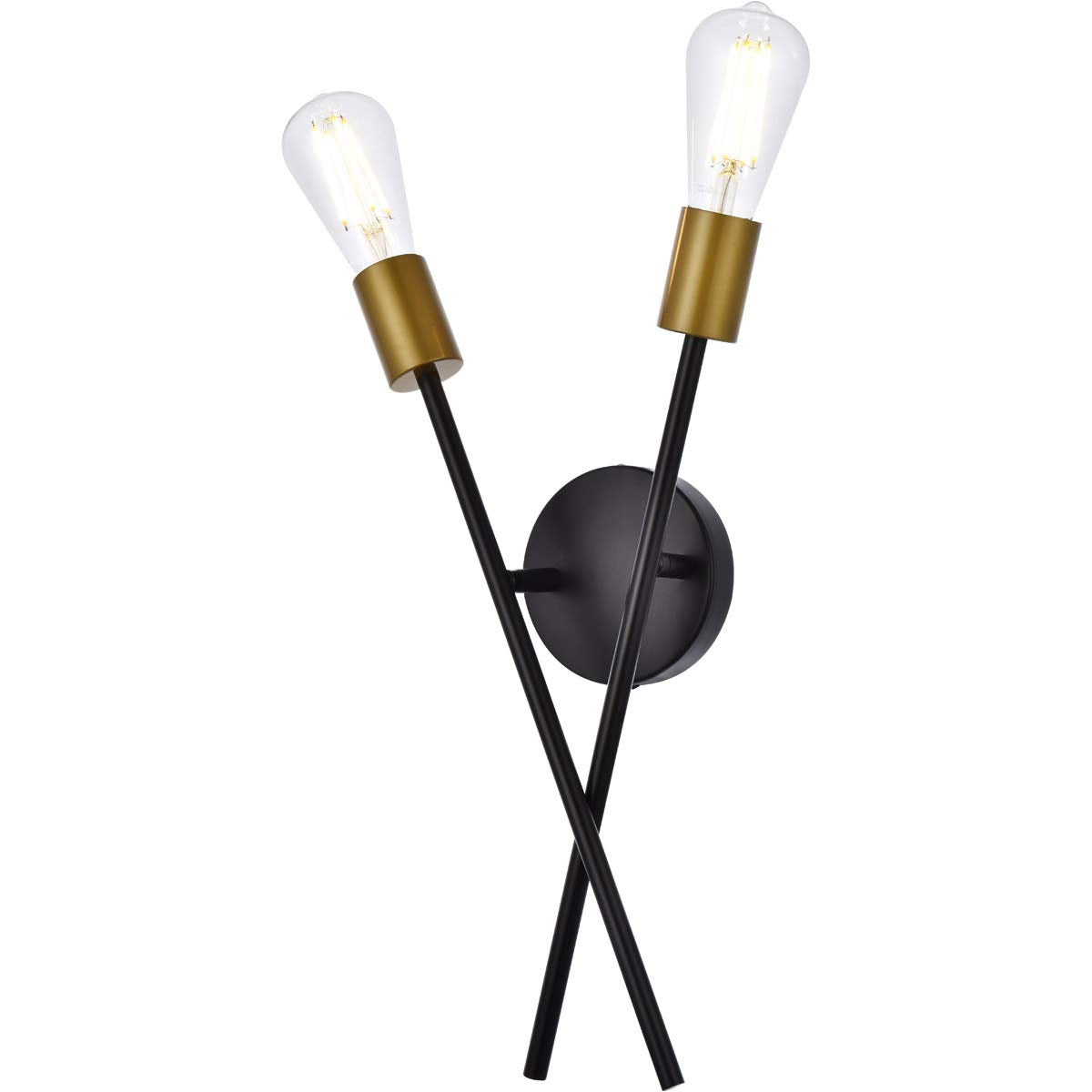 Living District Modern Home Decorative Armin 2 Lights Wall Sconce in Black with Brass