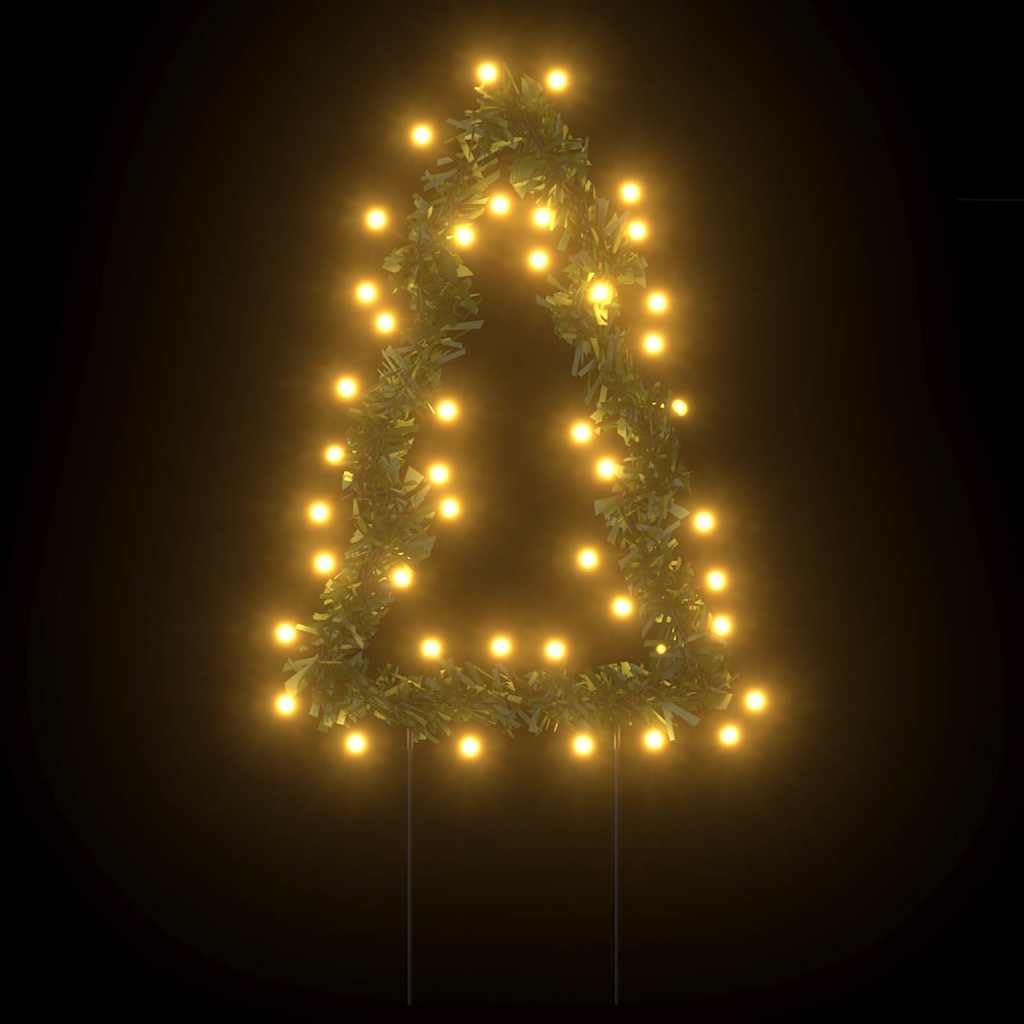 vidaXL Christmas Light Decorations - 3 pcs, 50 LEDs, Warm White, 11.8in Tree, Green, Model 357729, Indoor & Outdoor Use, 8 Lighting Modes